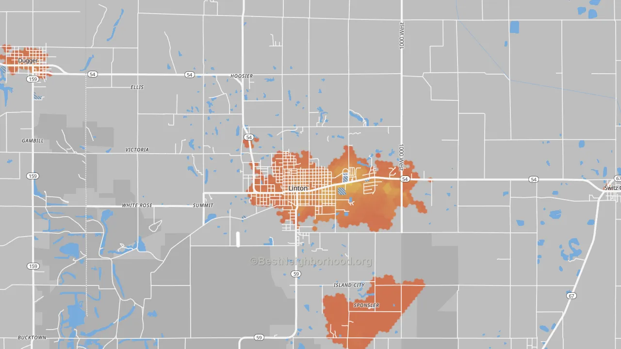Bike Grade map of Linton, IN