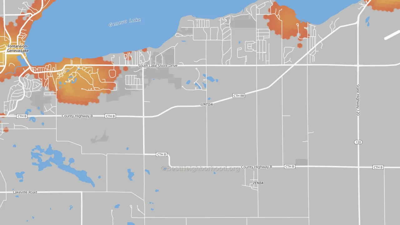 Bike Grade map of Linton, WI
