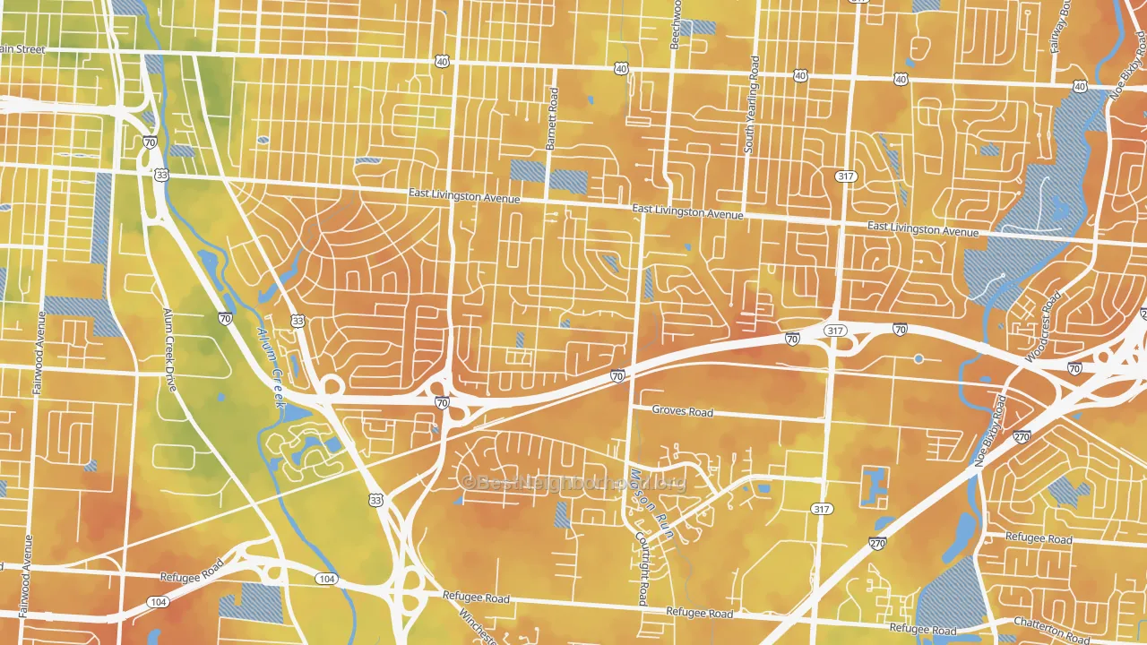 Bike Grade map of Linwood, Columbus, OH