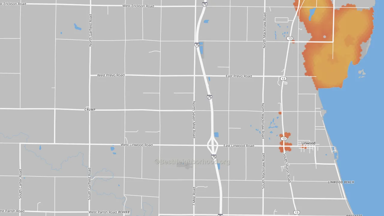 Bike Grade map of Linwood, MI