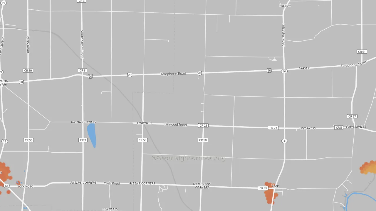 Bike Grade map of Linwood, NY