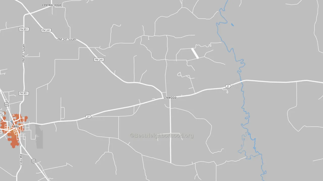 Bike Grade map of Linwood, TX