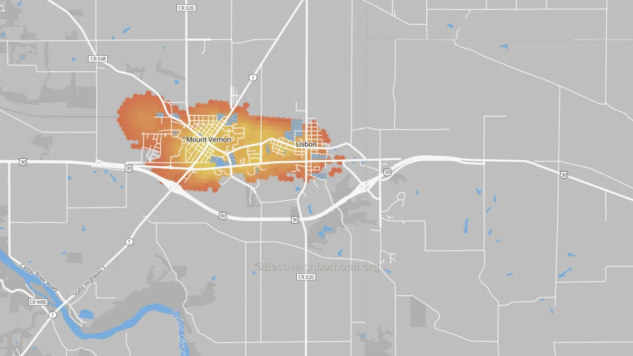 Bike Grade map of Lisbon, IA
