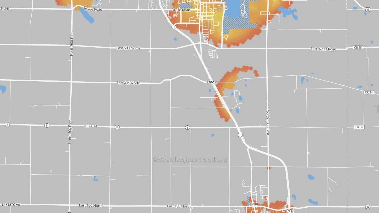 Bike Grade map of Lisbon, IN