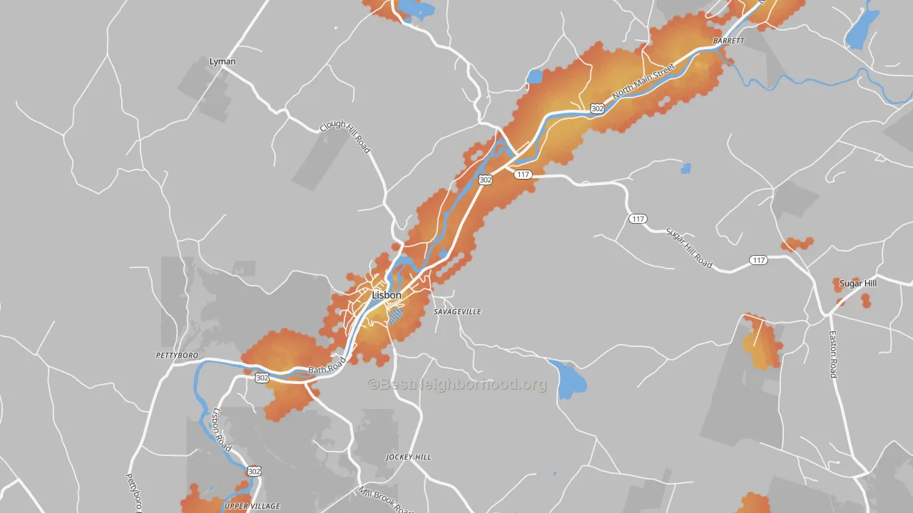 Bike Grade map of Lisbon, NH