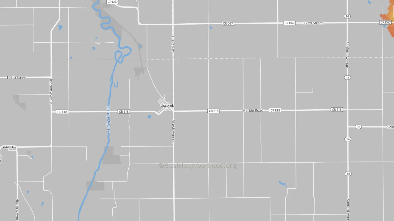 Bike Grade map of Liscomb, IA