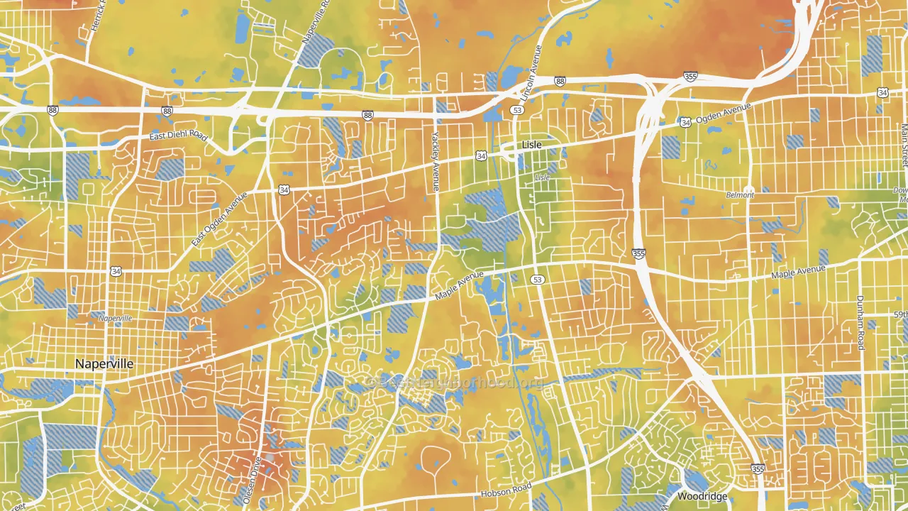 Bike Grade map of Lisle, IL