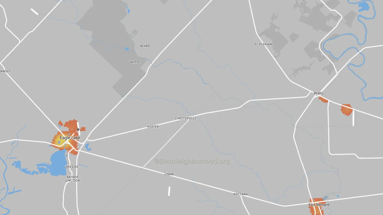 Bike Grade map of Lissie, TX