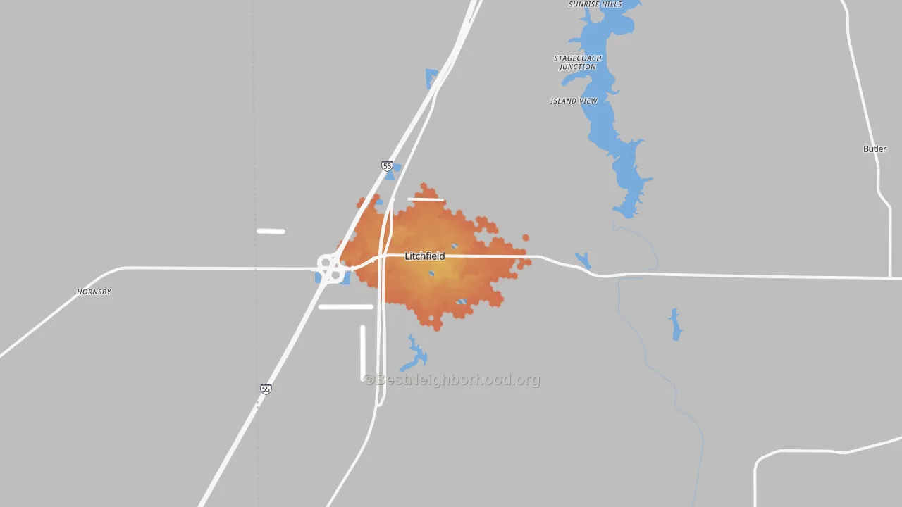 Bike Grade map of Litchfield, IL