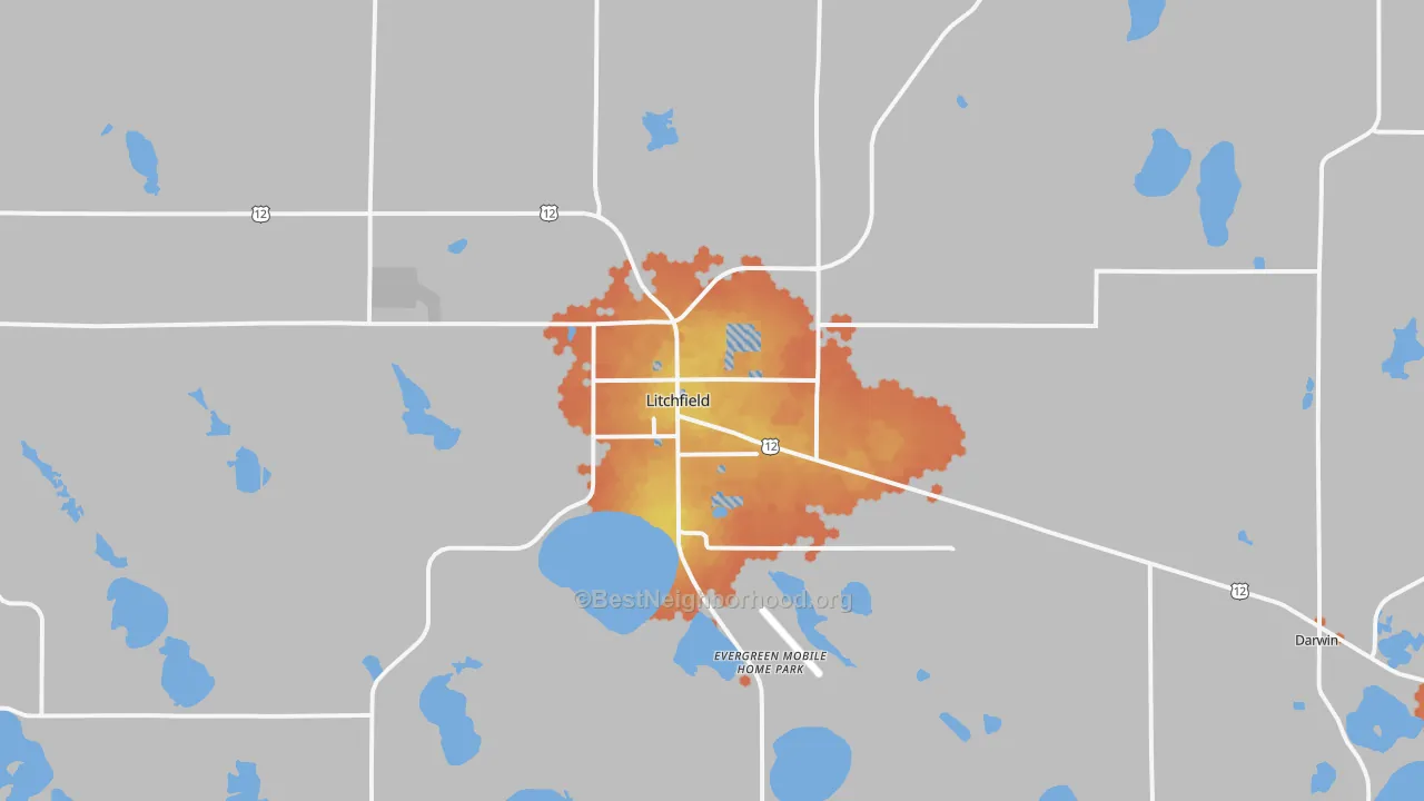 Bike Grade map of Litchfield, MN