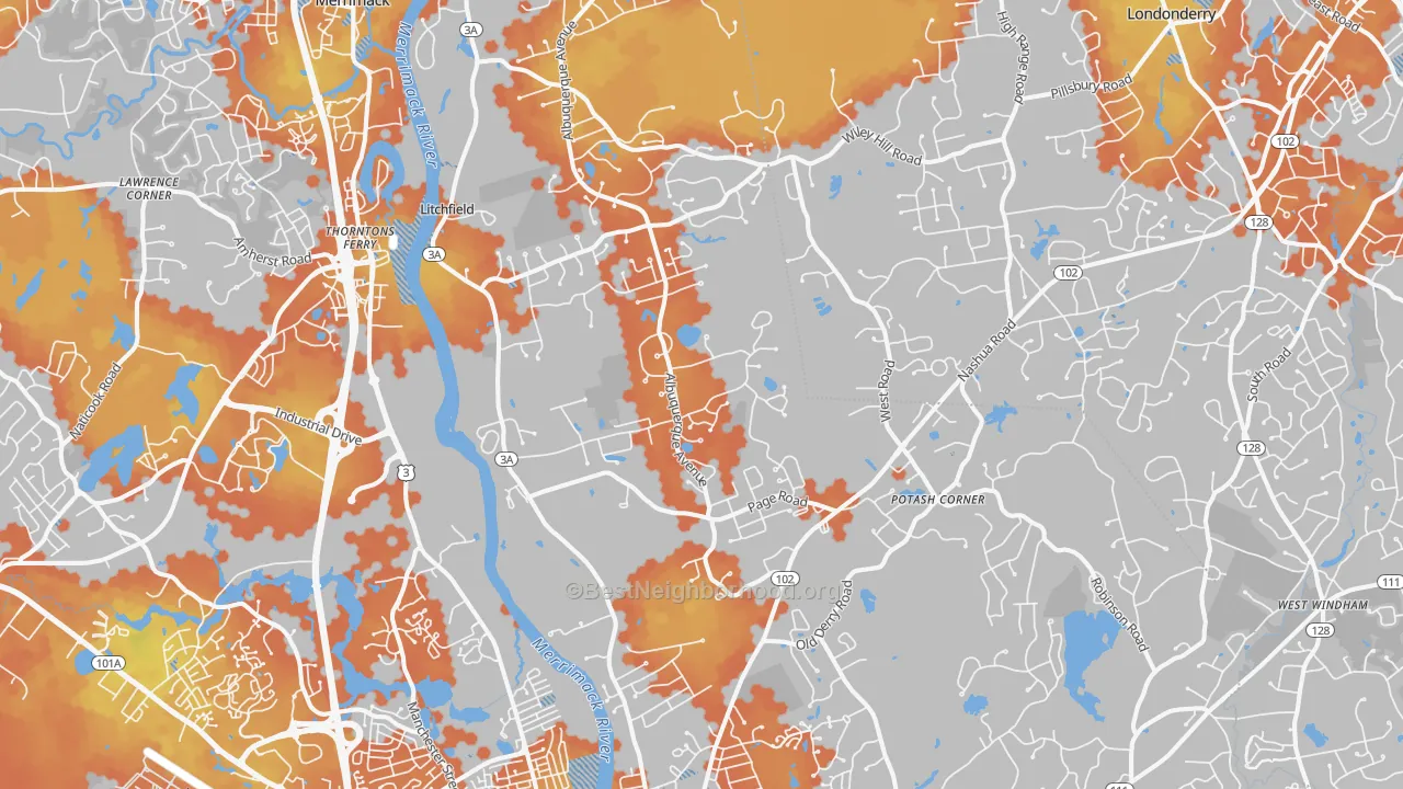 Bike Grade map of Litchfield, NH