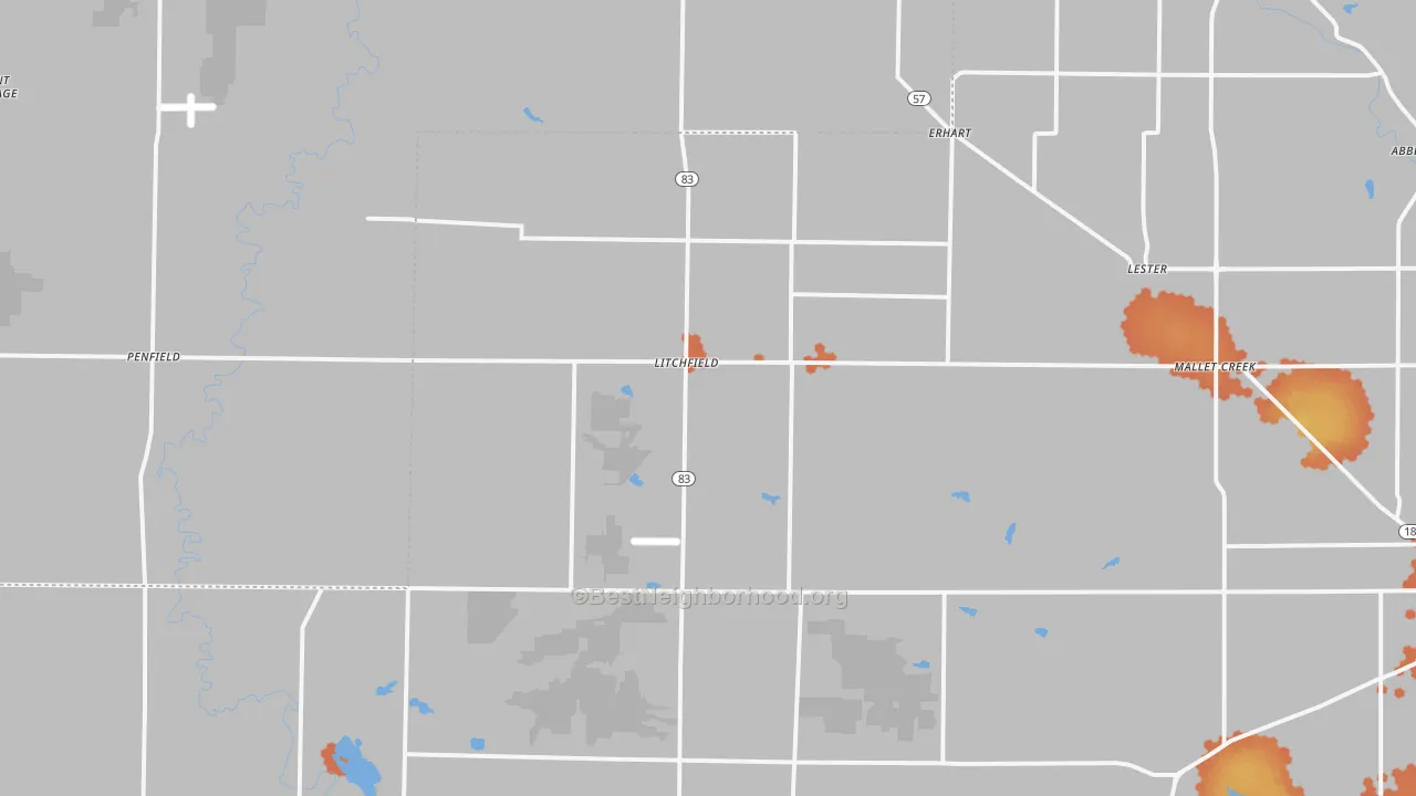 Bike Grade map of Litchfield, OH
