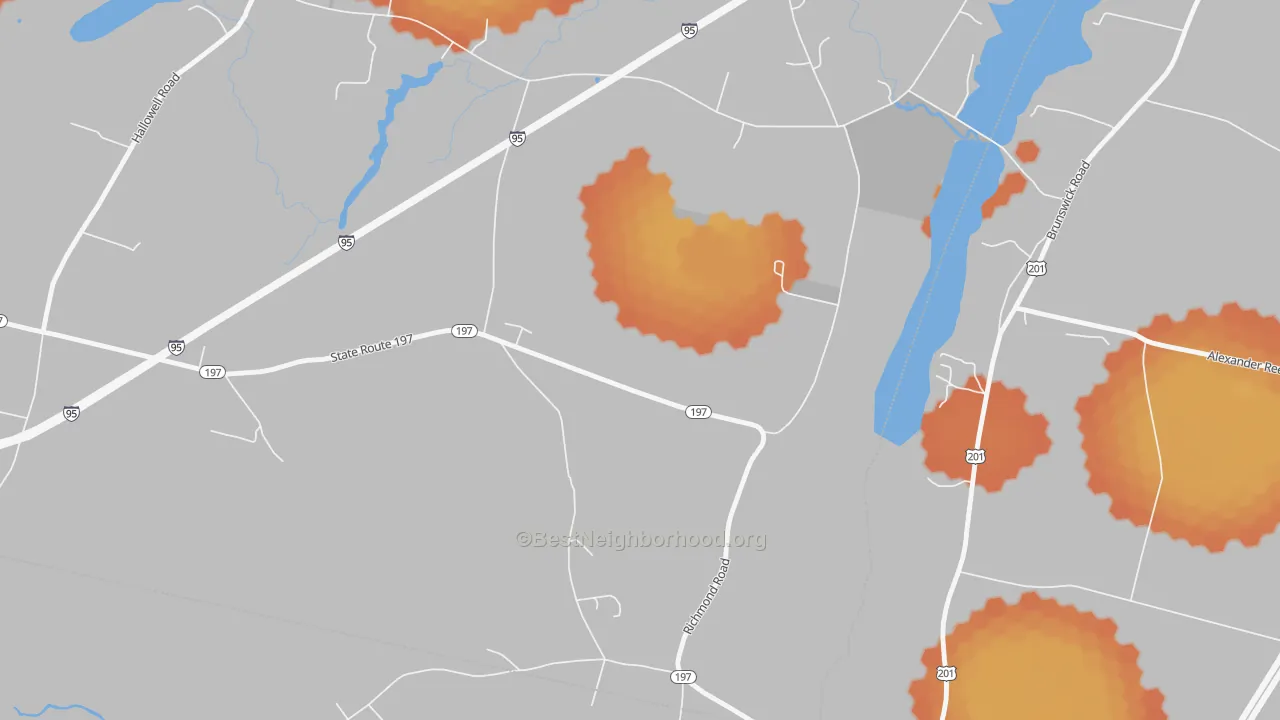 Bike Grade map of Litchfield Plains, ME