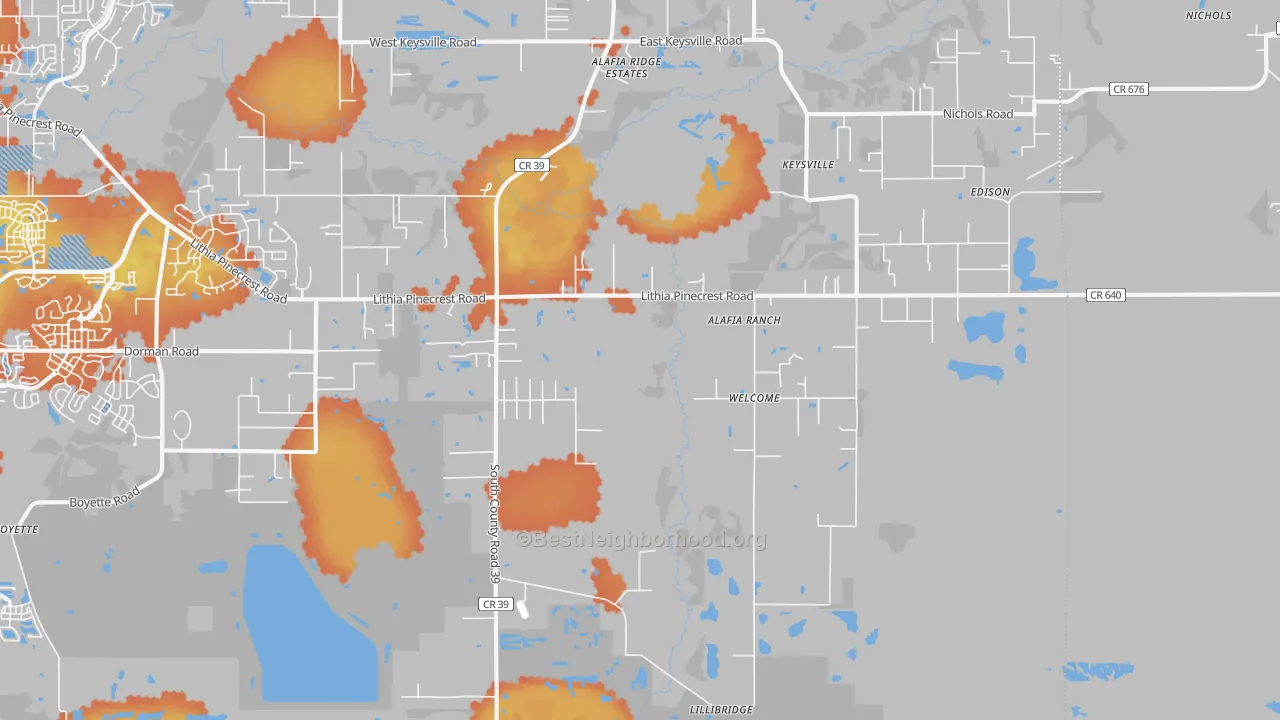 Bike Grade map of Lithia, FL
