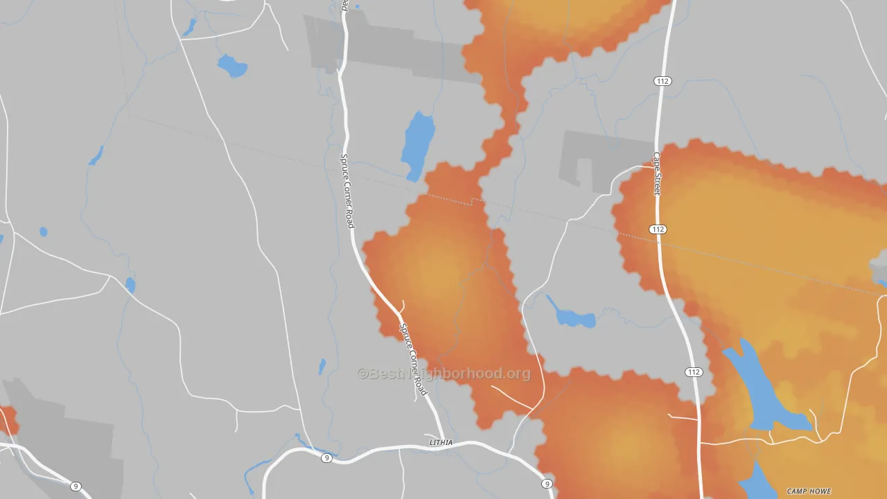 Bike Grade map of Lithia, MA