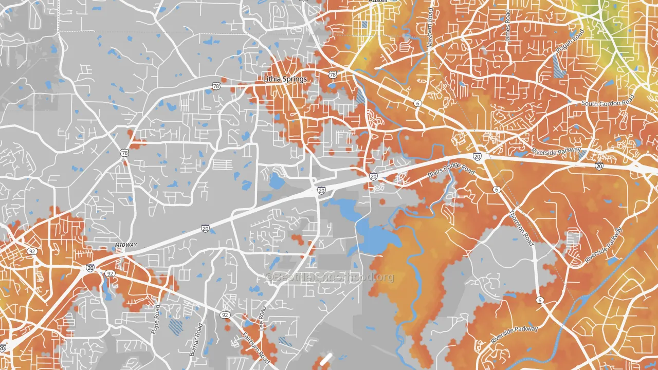 Bike Grade map of Lithia Springs, GA