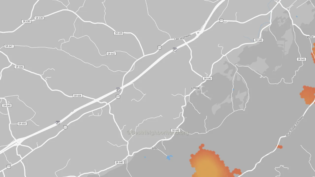 Bike Grade map of Lithia, VA