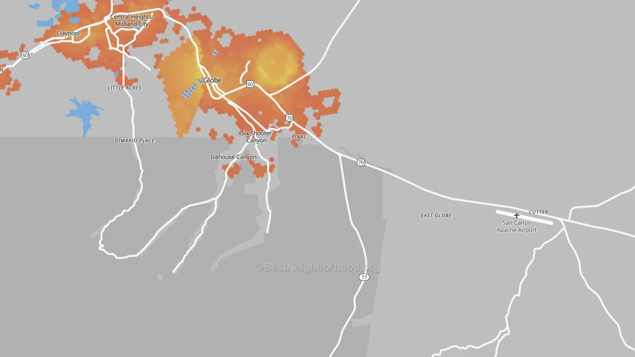 Bike Grade map of Little Acres, AZ