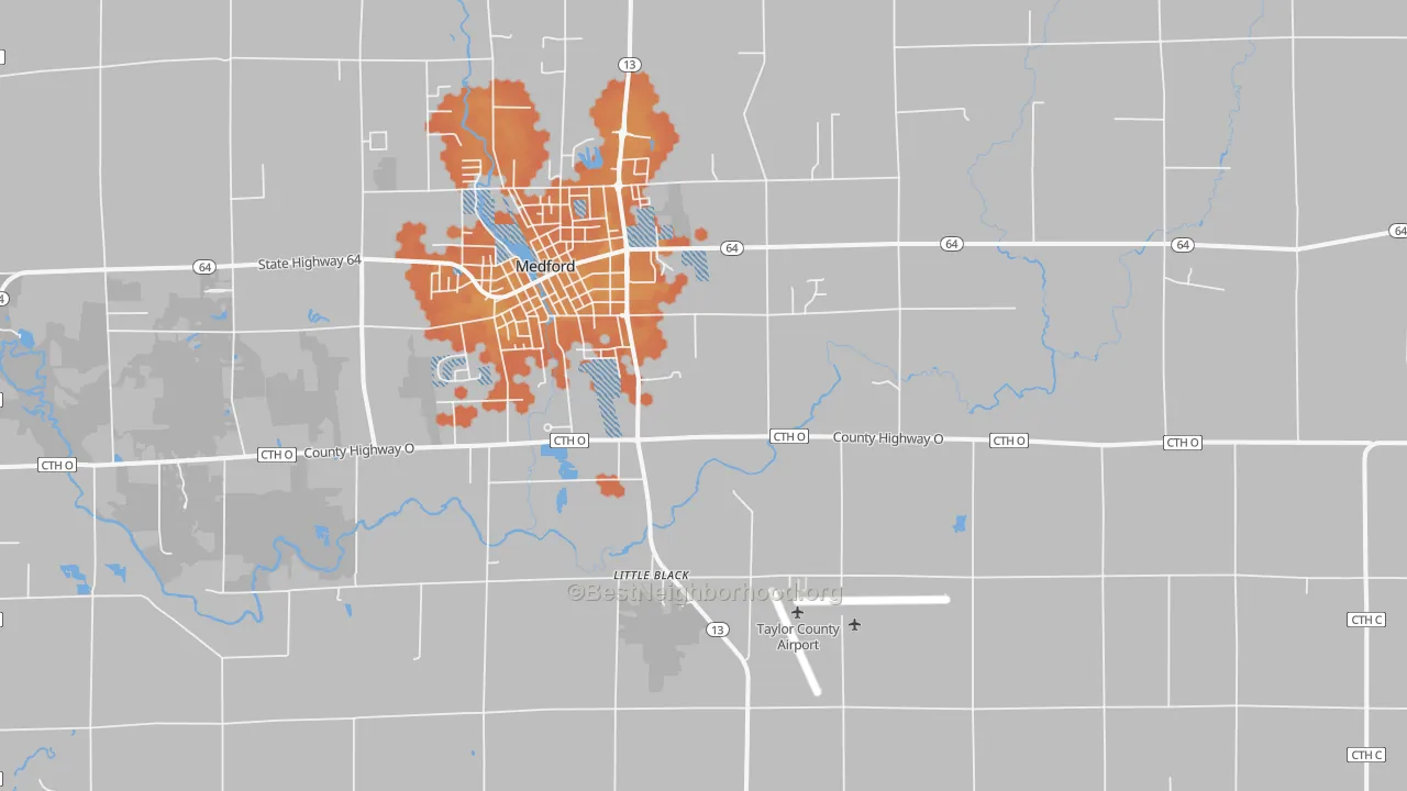 Bike Grade map of Little Black, WI