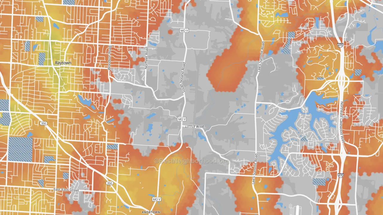 Bike Grade map of Little Blue Valley, Kansas City, MO
