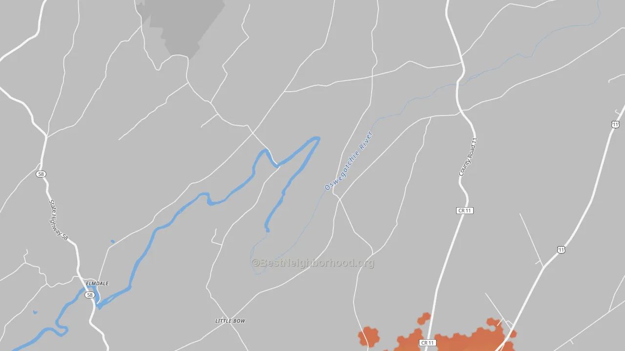 Bike Grade map of Little Bow, NY