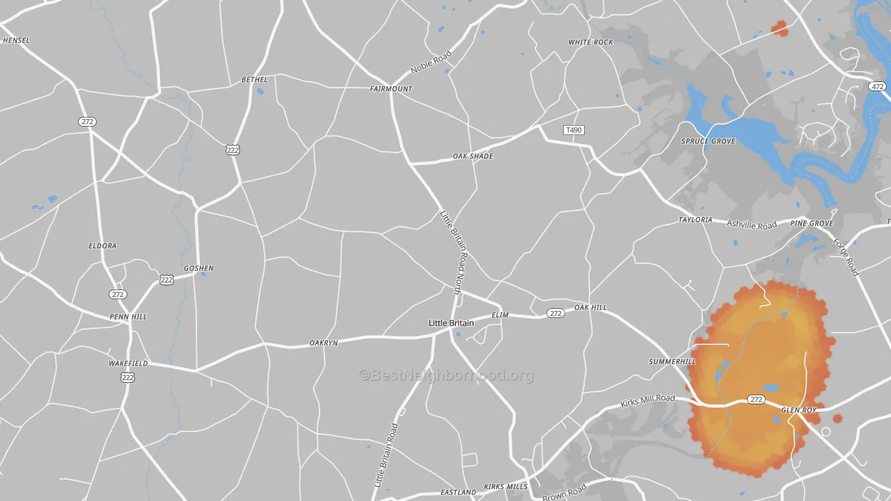 Bike Grade map of Little Britain, PA