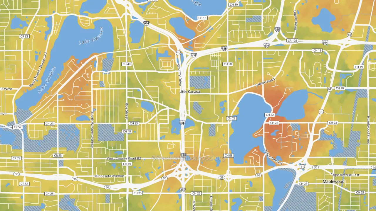 Bike Grade map of Little Canada, MN
