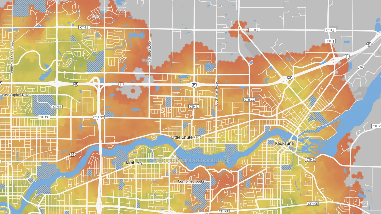 Bike Grade map of Little Chute, WI