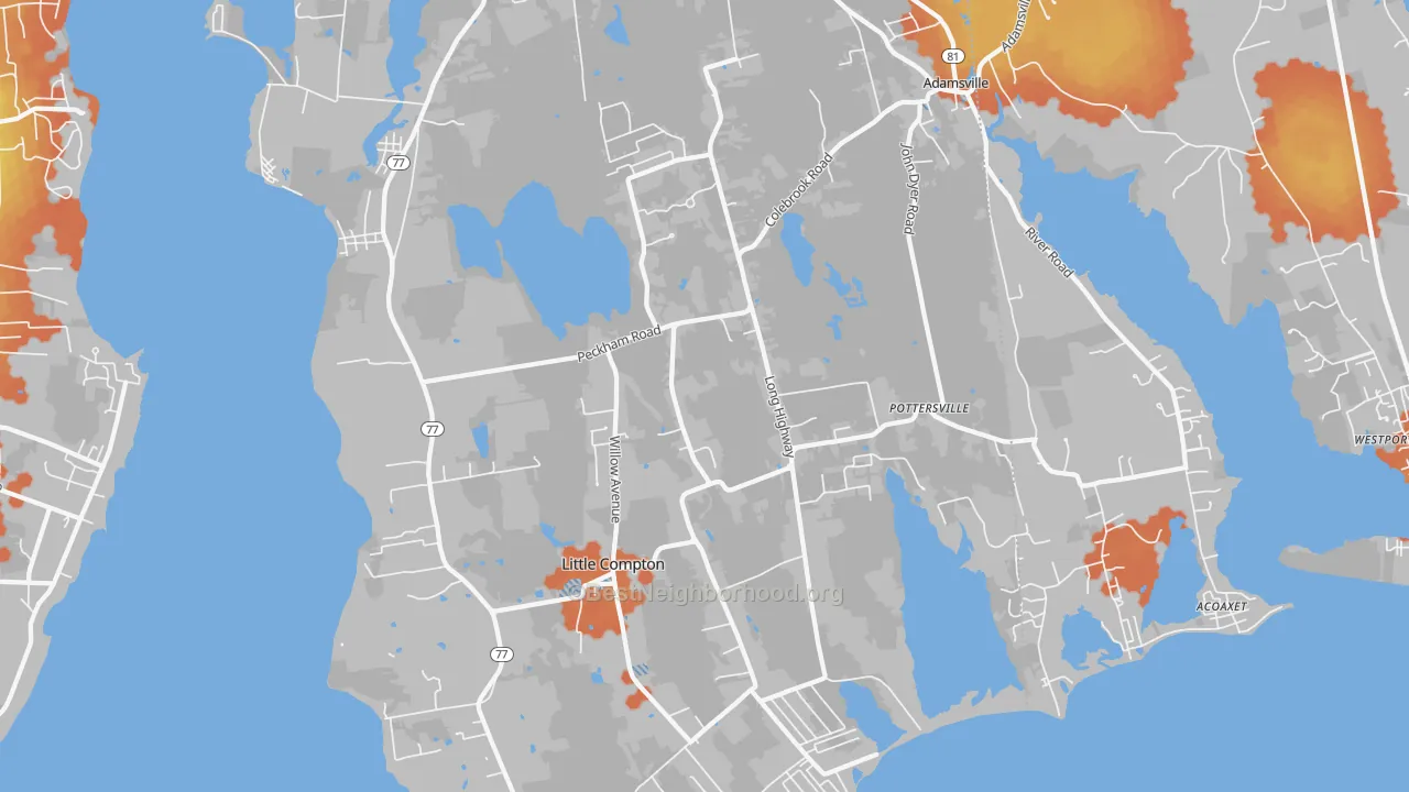 Bike Grade map of Little Compton, RI