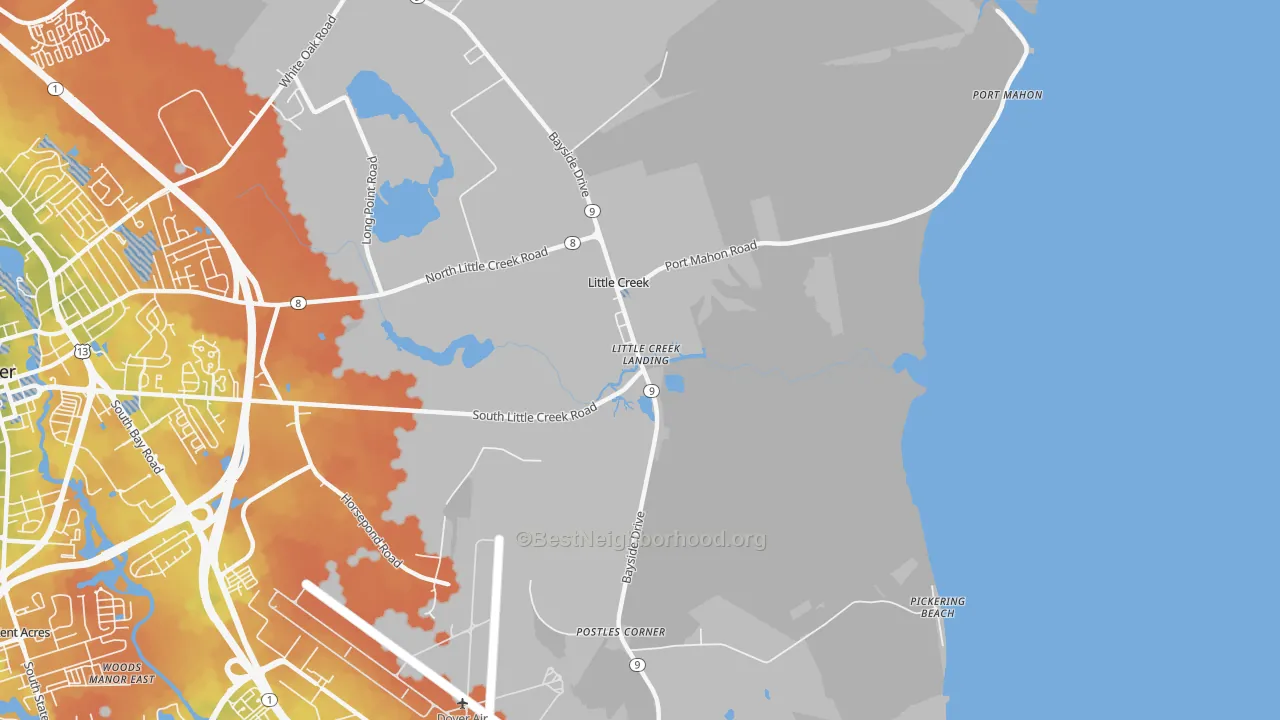 Bike Grade map of Little Creek, DE