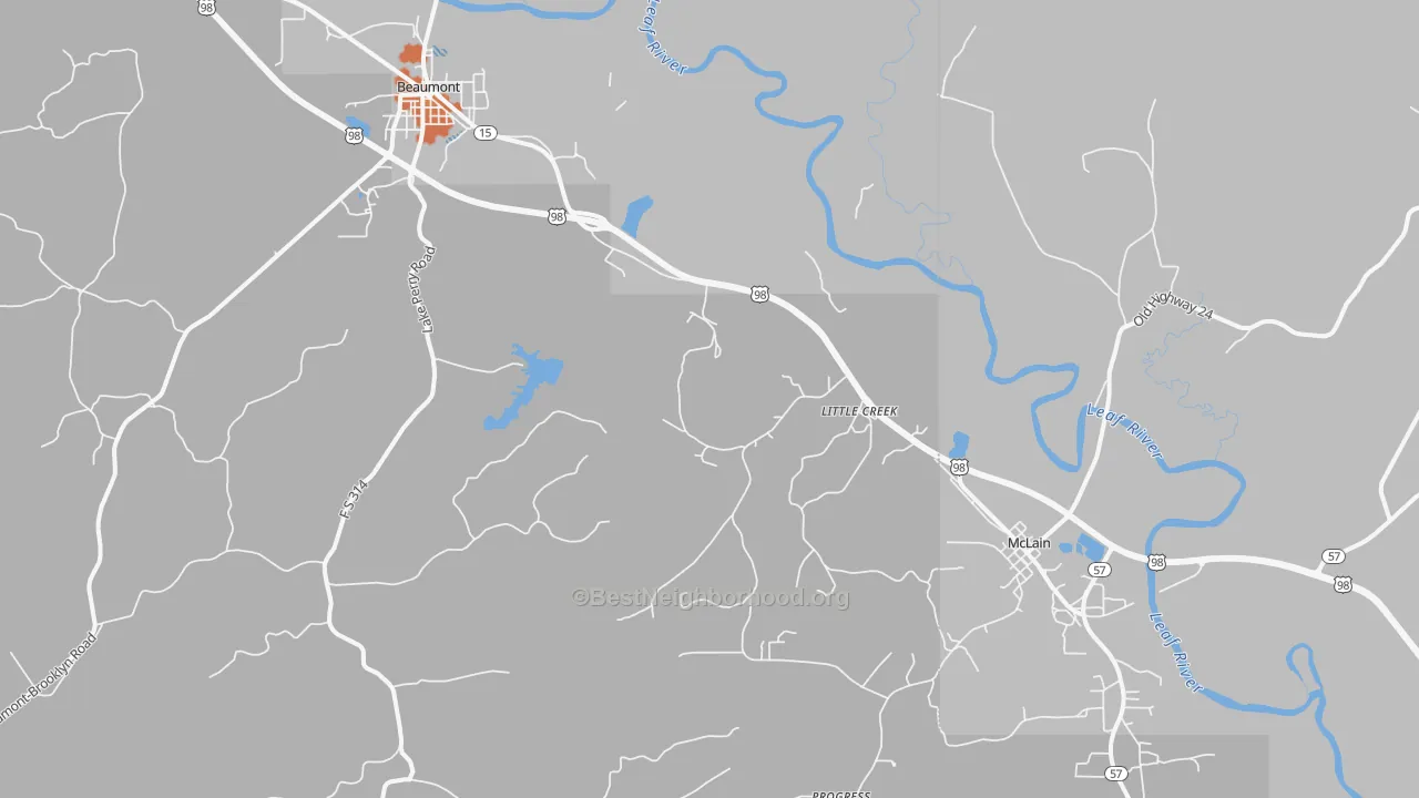 Bike Grade map of Little Creek, MS
