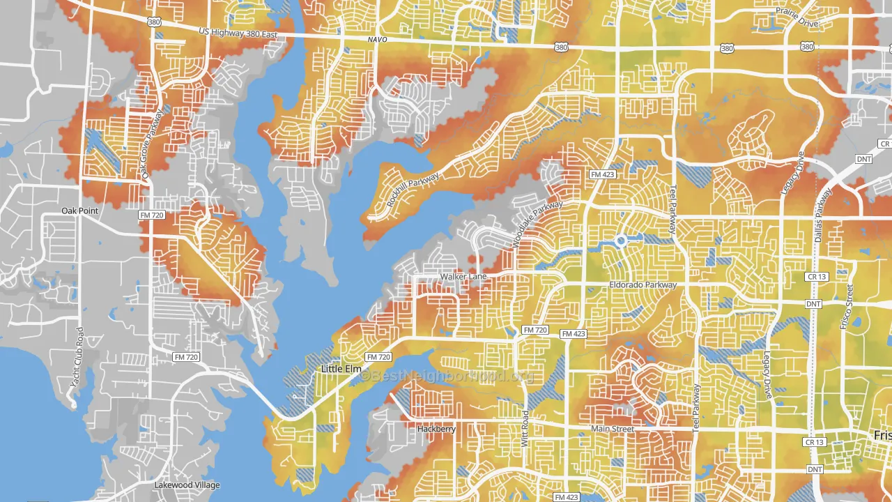 Bike Grade map of Little Elm, TX