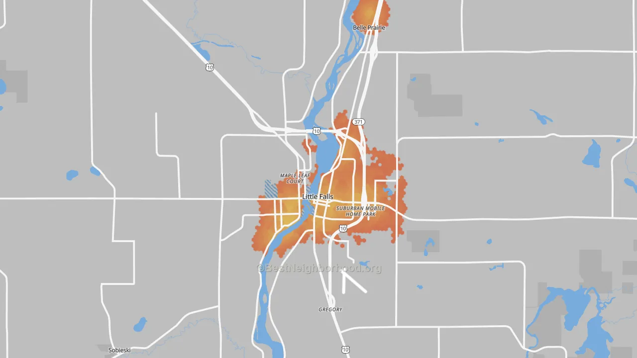 Bike Grade map of Little Falls, MN