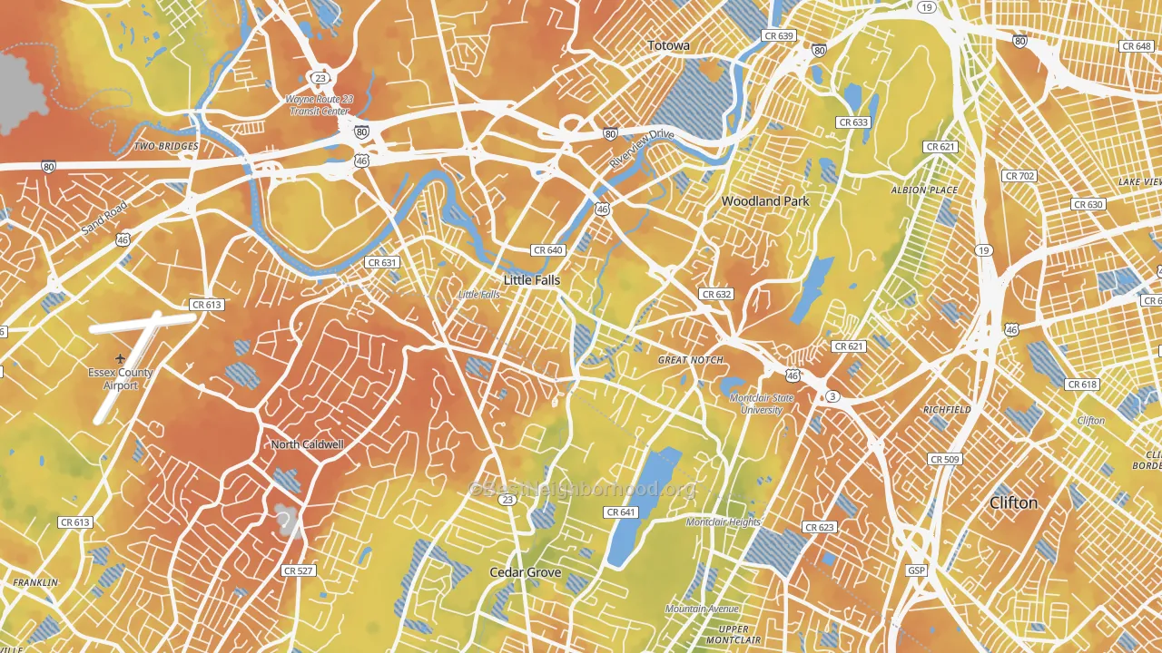 Bike Grade map of Little Falls, NJ