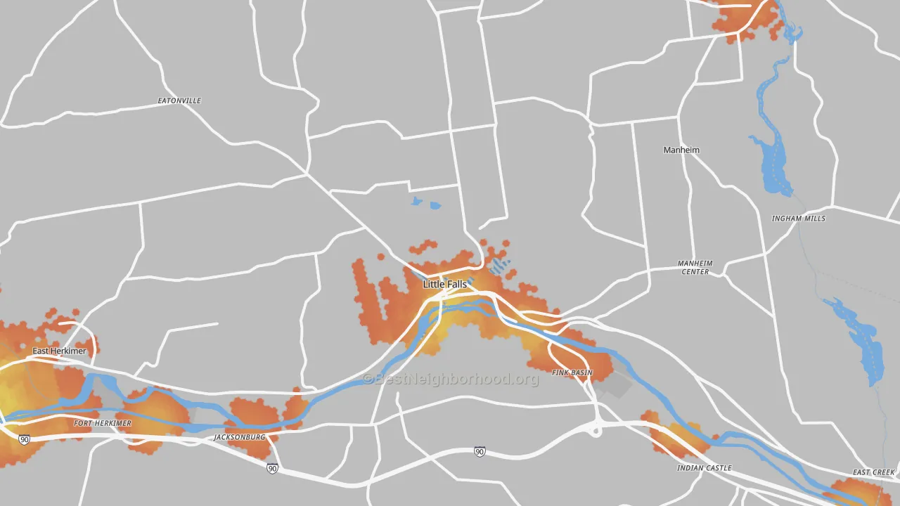 Bike Grade map of Little Falls, NY