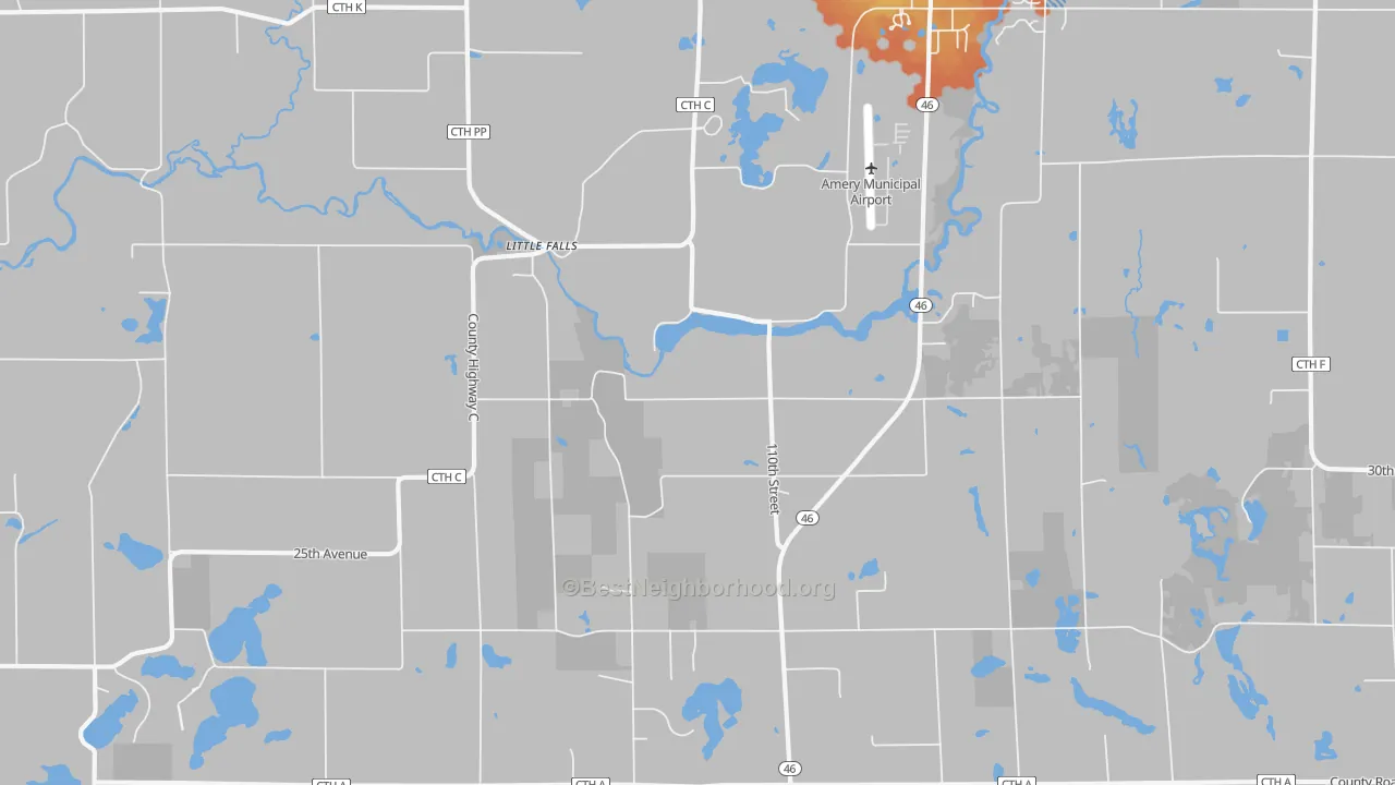 Bike Grade map of Little Falls, WI
