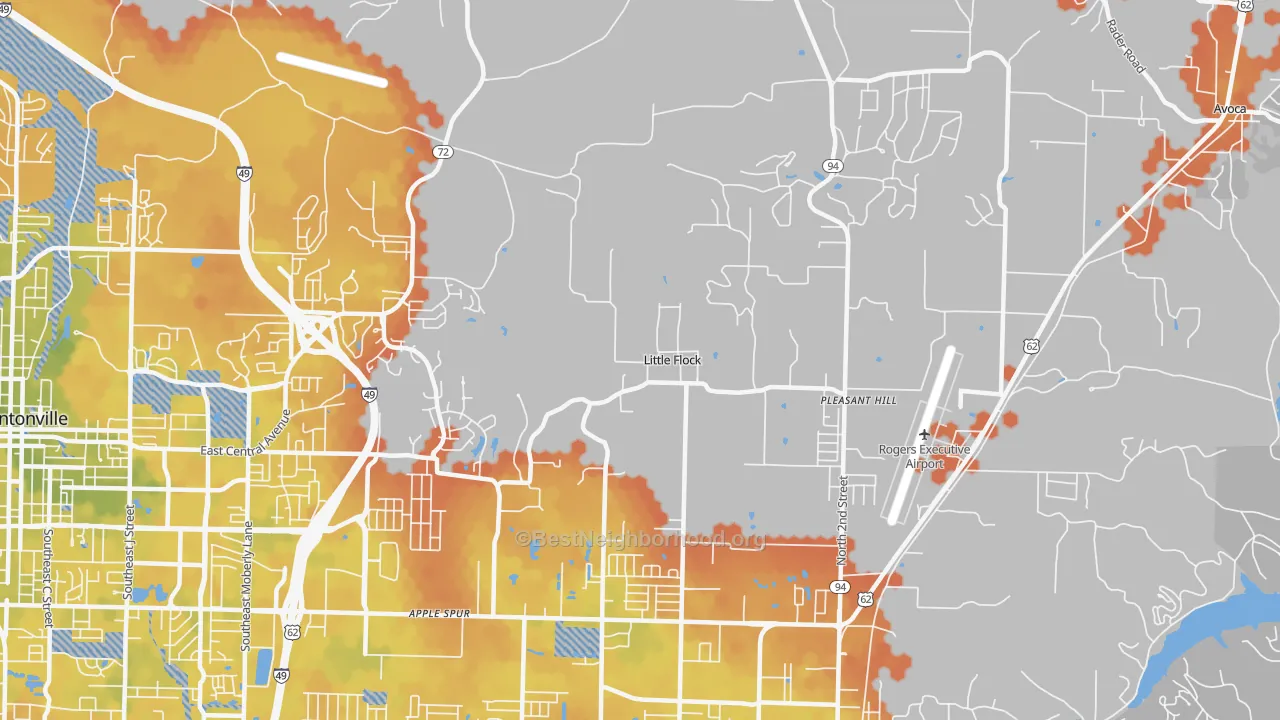 Bike Grade map of Little Flock, AR