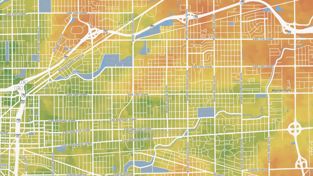Bike Grade map of Little Flower, Indianapolis, IN