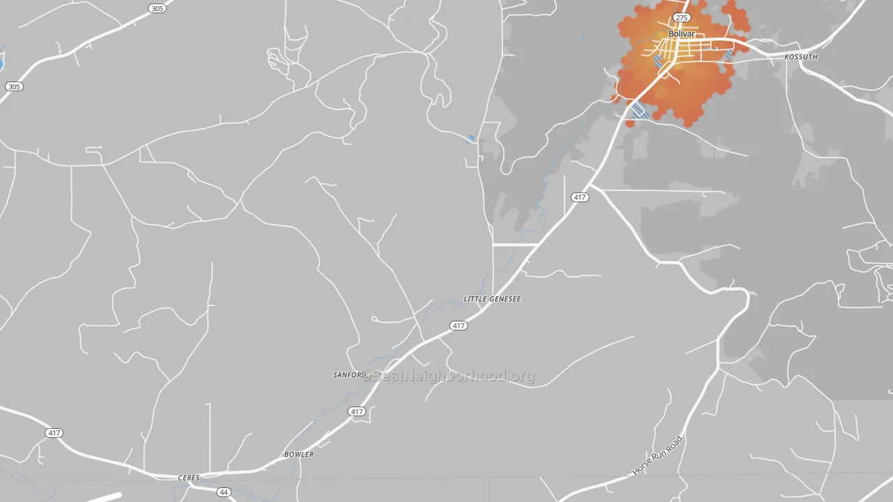 Bike Grade map of Little Genesee, NY