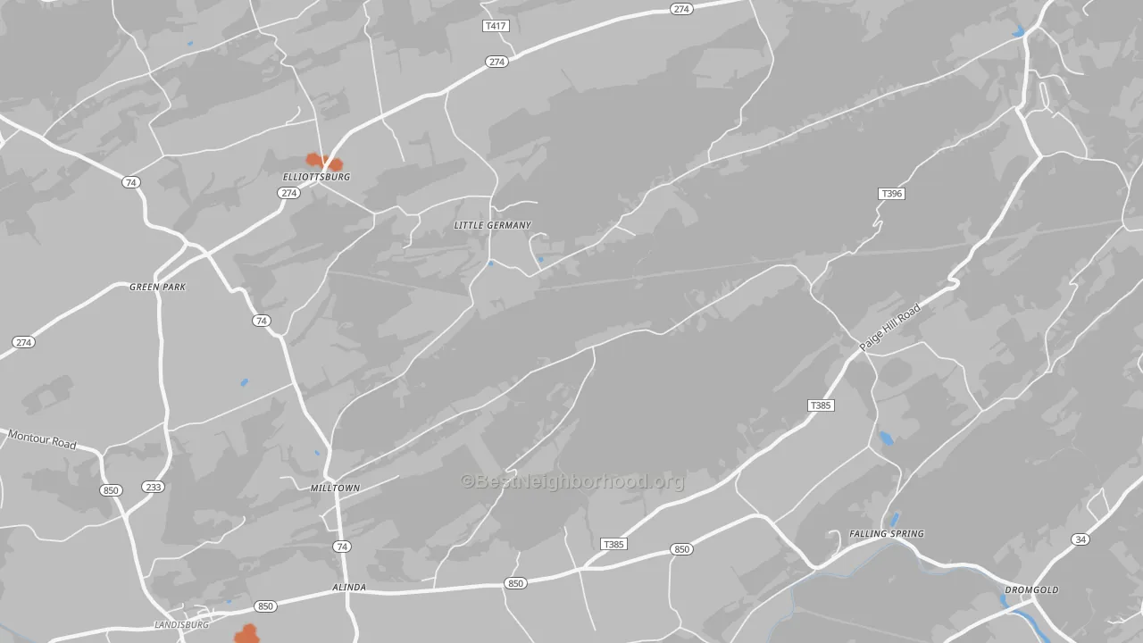 Bike Grade map of Little Germany, PA