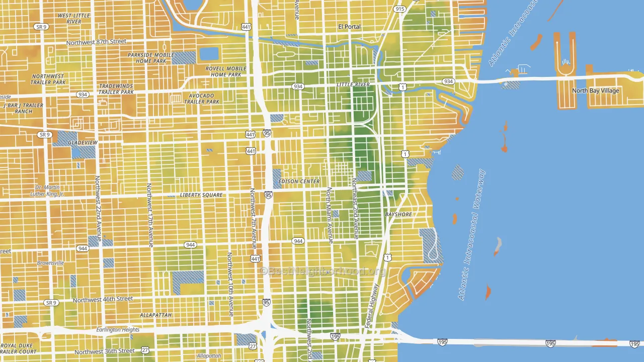 Bike Grade map of Little Haiti, Miami, FL