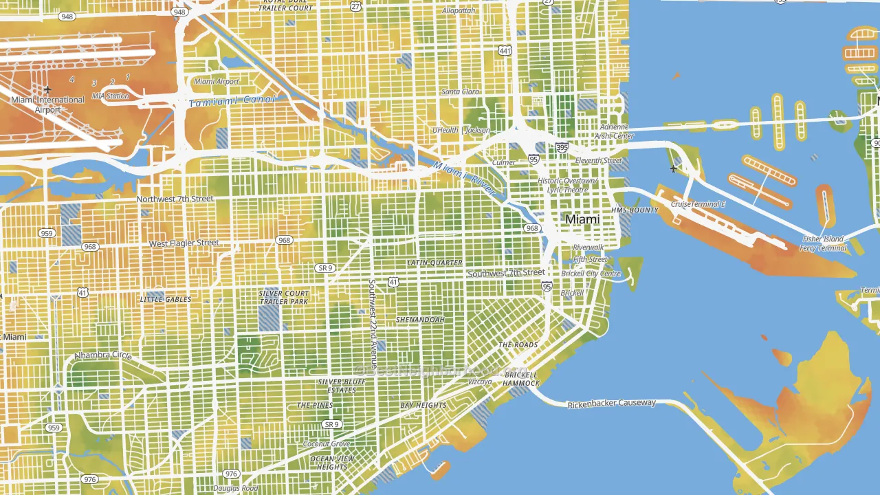 Bike Grade map of Little Havana, Miami, FL