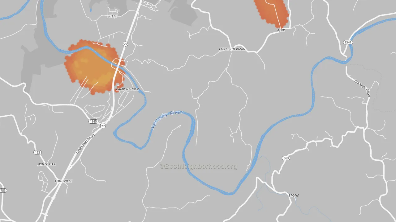Bike Grade map of Little Hickman, KY