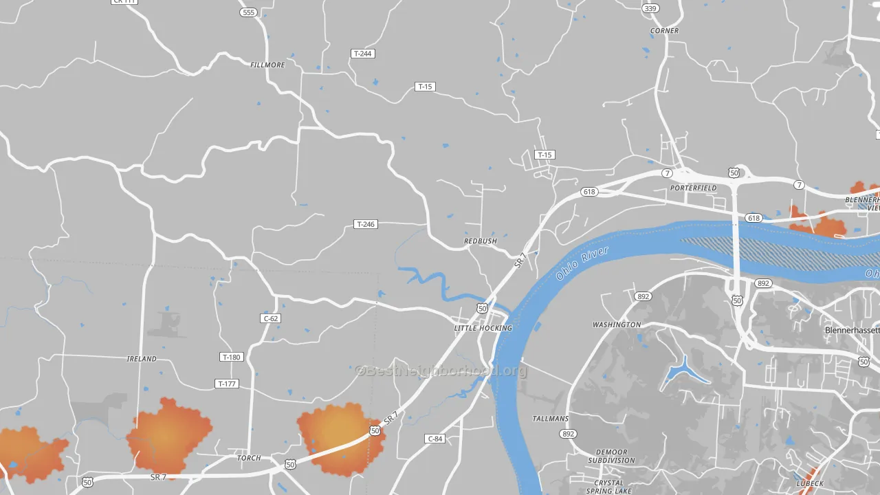 Bike Grade map of Little Hocking, OH