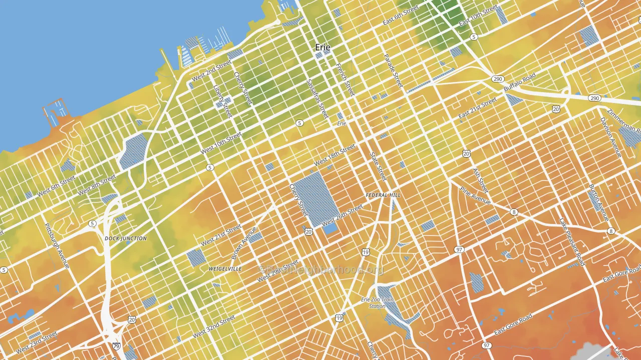 Bike Grade map of Little Italy, Erie, PA