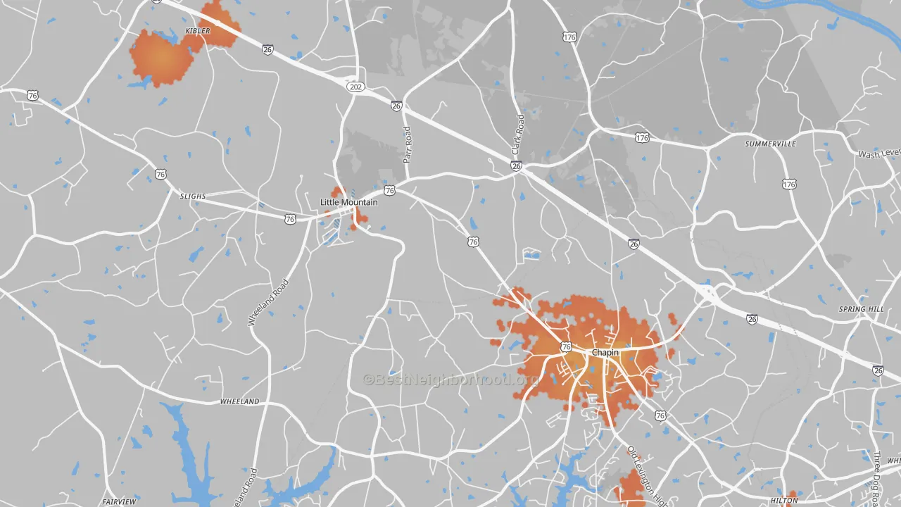 Bike Grade map of Little Mountain, SC
