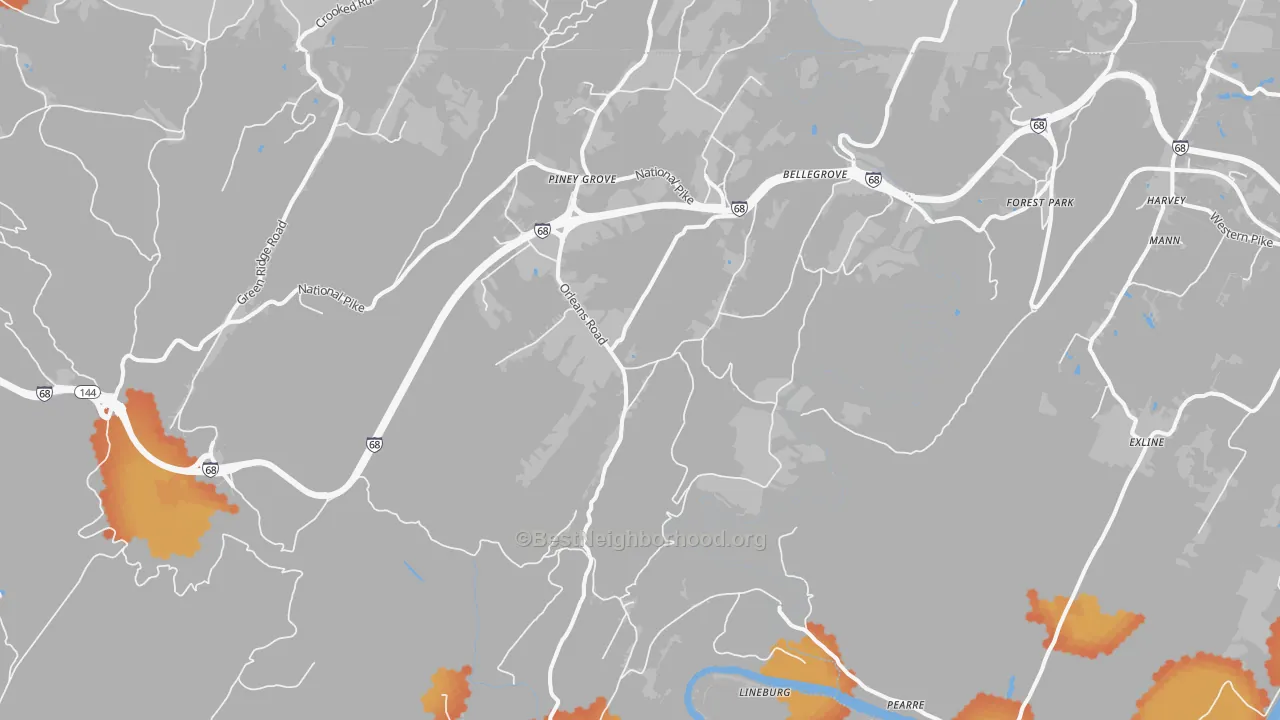 Bike Grade map of Little Orleans, MD