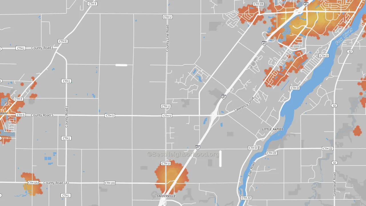 Bike Grade map of Little Rapids, WI