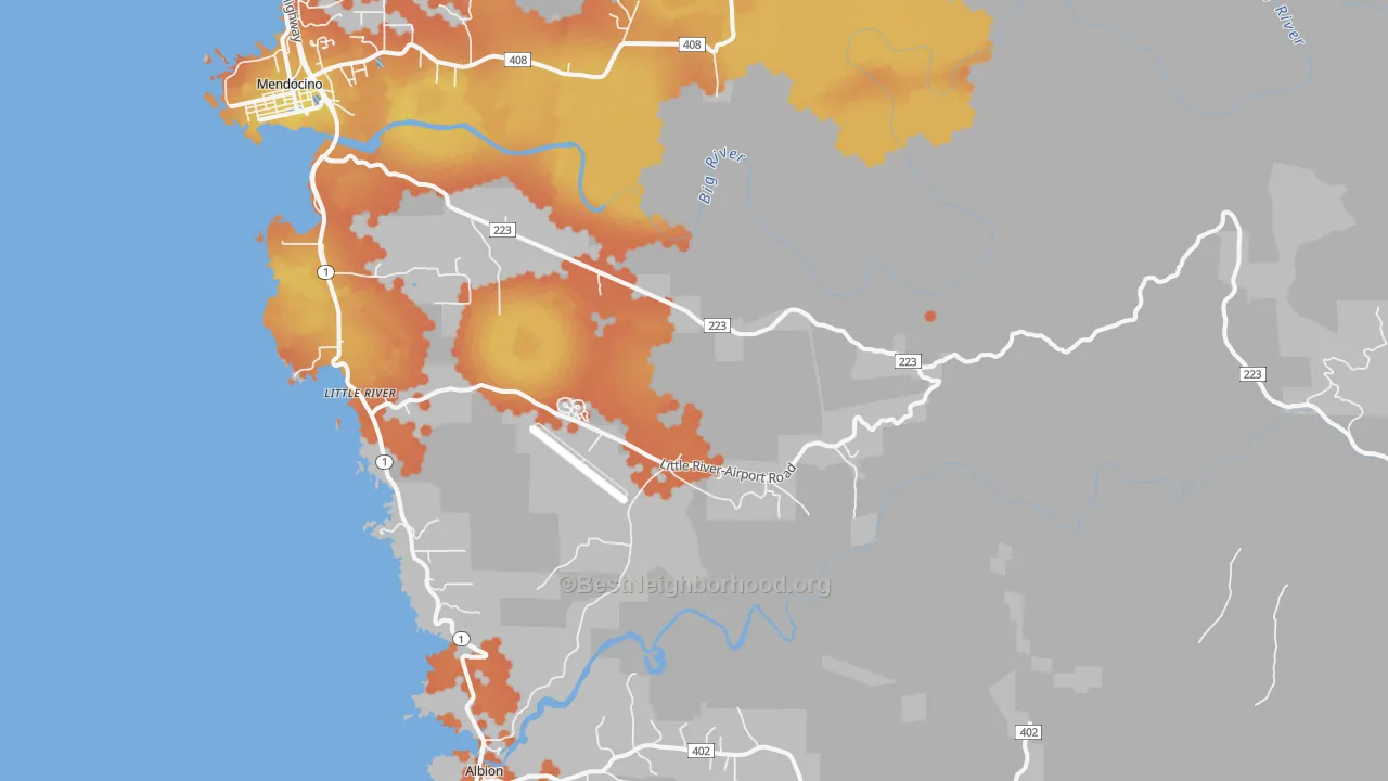 Bike Grade map of Little River, CA