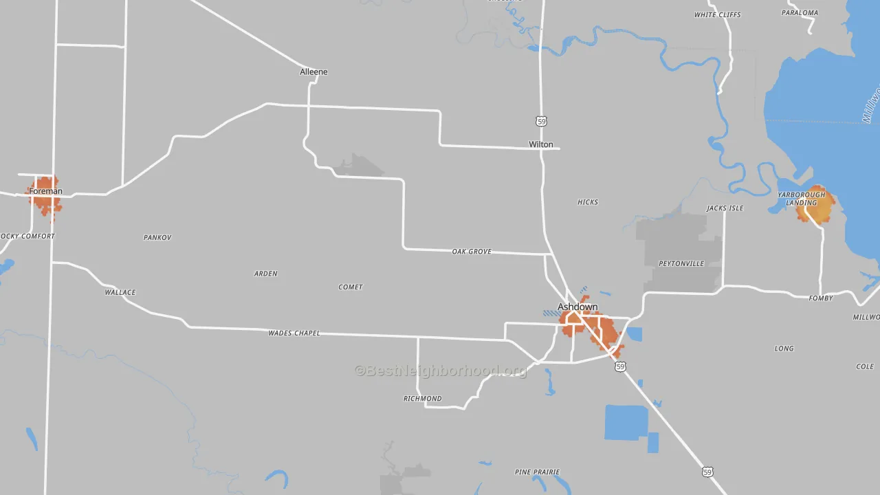 Bike Grade map of Little River County, AR